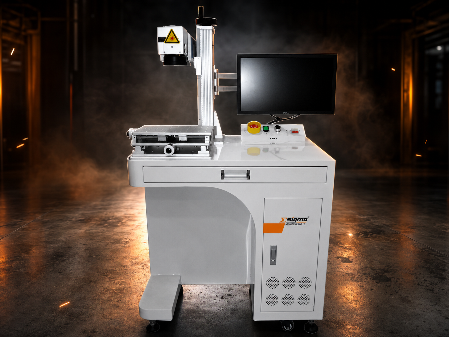 Fiber laser cutting machine cutting mild steel sheet at Sigma Laser India